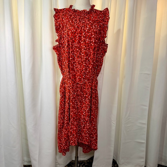 NWT Who What Wear ‘Bellflower Vine’ Ruffle Trim Sleeveless High-Low Hem Dress 3X - Picture 3 of 15